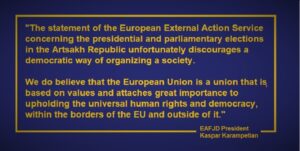 Read more about the article Open letter to HR/VP Commissioner Josep Borrell after EEAS Spokesperson’s statement on the elections in Artsakh